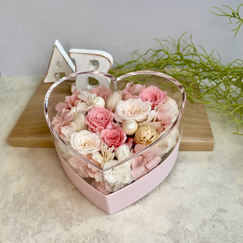 キュート♡なハートのプリザーブドフラワー ピンク ホワイト