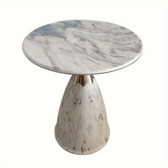 サイドテーブル マーブル模様 メタル装飾 おしゃれ かわいい インテリア 北欧 丸 ベッドサイド テーブル 大理石調 3枚目の画像
