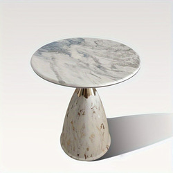 サイドテーブル マーブル模様 メタル装飾 おしゃれ かわいい インテリア 北欧 丸 ベッドサイド テーブル 大理石調 5枚目の画像