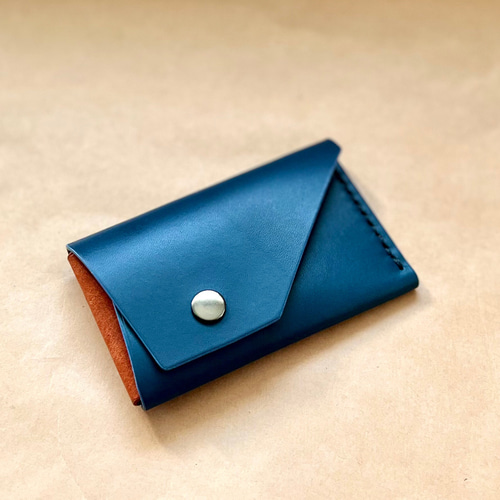カードウォレット/ブルー×ブラウン【イタリアンレザー】レディース