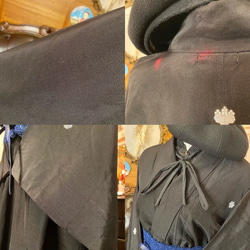 黒留袖 洗える 化繊 着物 和 モダン ハンドメイド リメイク ワンピース ドレス 黒/ブラック TKW-24 10枚目の画像