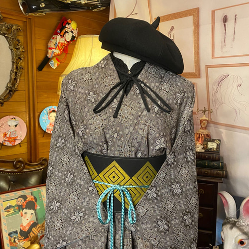 和洋折衷 古着 着物 和 ハンドメイド リメイク ワンピース