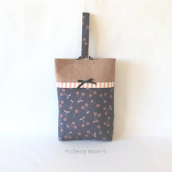 ハンドメイド♡さくらんぼシューズバッグ サイズ・持ち手が選べる！さくらんぼのシューズバッグ☆入園入学