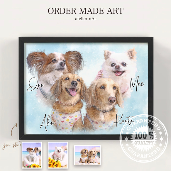☆オーダーメイド☆ペット似顔絵 アートポスター 油絵風 うちの子 肖像画 イラスト 愛犬 愛猫 絵画 atelier_nAt  通販｜Creema(クリーマ) 17276484