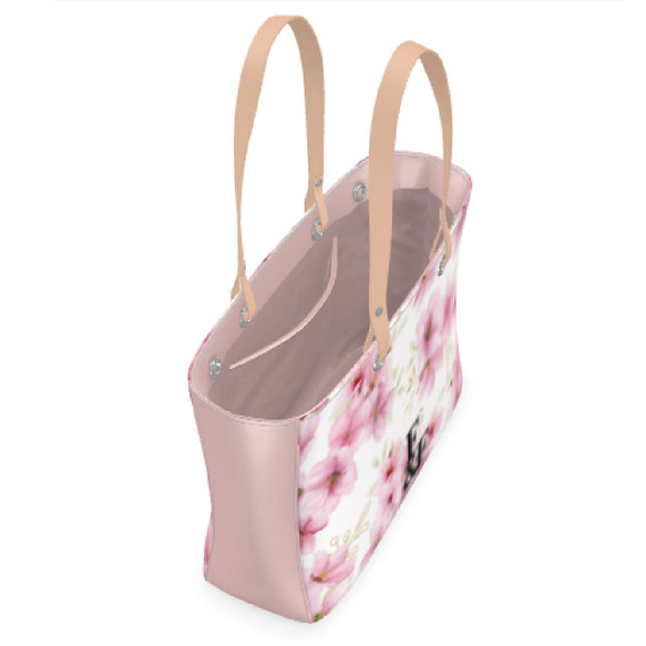 【スモール】デザイントートバッグ ビッグ 花柄 ロゴ ピンク 桜 サクラ 牡丹 トート バッグ カバン オシャレ 春 3枚目の画像