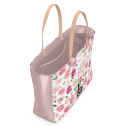 【ビッグ】デザイントートバッグ ビッグ 花柄 ロゴ ピンク 牡丹 ボタン トート バッグ カバン オシャレ 春 3枚目の画像