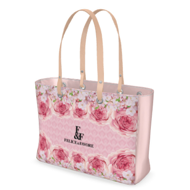 【スモール】デザイントートバッグ ビッグ 花柄 ロゴ ピンク 桜 サクラ 牡丹 トート バッグ カバン オシャレ 春