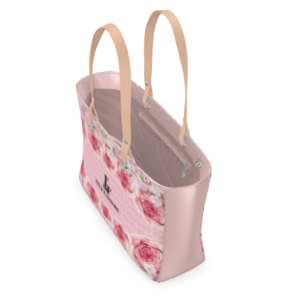 【スモール】デザイントートバッグ ビッグ 花柄 ロゴ ピンク 桜 サクラ 牡丹 トート バッグ カバン オシャレ 春 2枚目の画像