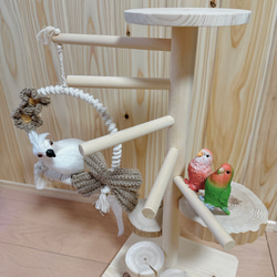 【受注生産*小鳥の遊び場】天然木のバードアスレチックタワー《数量限定》 5枚目の画像