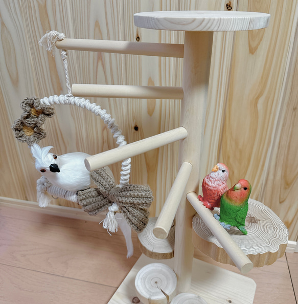 【受注生産*小鳥の遊び場】天然木のバードアスレチックタワー《数量限定》 5枚目の画像