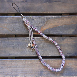 シルク糸と麻紐のハンドストラップ 2枚目の画像