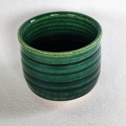 Emerald green sake cup No.1 織部ぐい吞 送料無料 水野雅之作 2枚目の画像