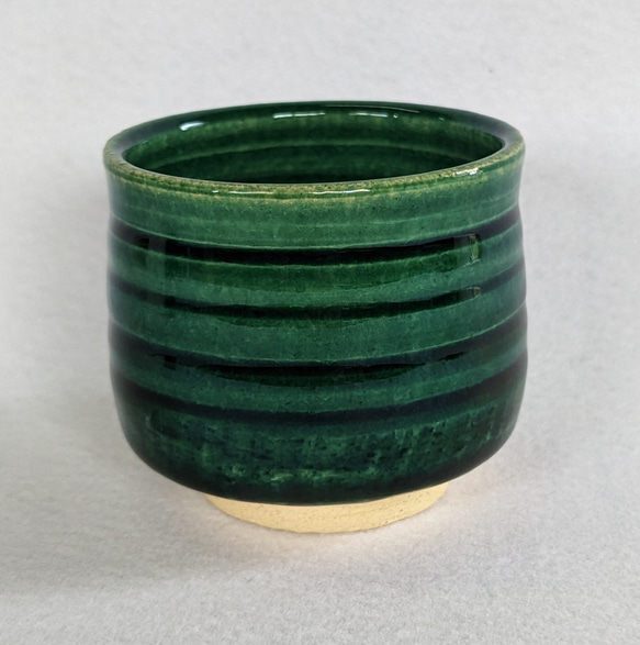 Emerald green sake cup No.1 織部ぐい吞 送料無料 水野雅之作 1枚目の画像