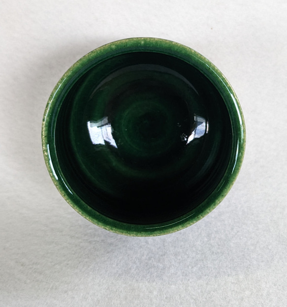 Emerald green sake cup No.1 織部ぐい吞 送料無料 水野雅之作 4枚目の画像