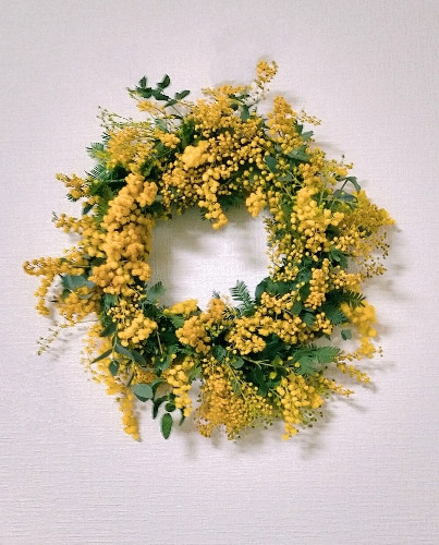 Anduongtravel - ミモザとユーカリのドライフラワーリース Lサイズ  