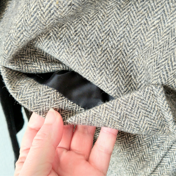 【送料無料】福袋2点セット☆ヘリンボーンウールのジャンパースカートとトートバッグ 8枚目の画像