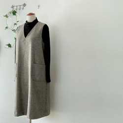 【送料無料】福袋2点セット☆ヘリンボーンウールのジャンパースカートとトートバッグ 2枚目の画像