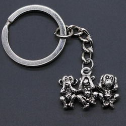 キーホルダー　見ざる言わざる聞かざる　三猿　猿　サル　さる 2枚目の画像