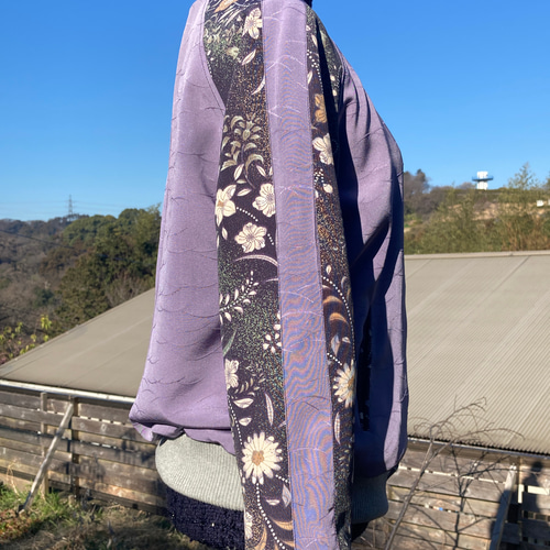 着物リメイク スカジャン 着物リメイクスカジャン 鳳凰 絞り柄 横振刺繍 リバーシブル