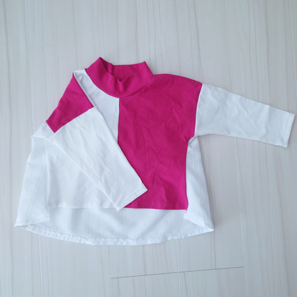 スイッチシャツ(90~110) 黒×ピンク モード系 白黒 ピンク 個性的 お揃いコーデ おそろいコーデ お揃い服 8枚目の画像