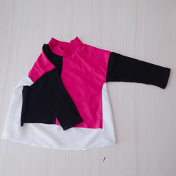 スイッチシャツ(90~110) 黒×ピンク モード系 白黒 ピンク 個性的 お揃いコーデ おそろいコーデ お揃い服 7枚目の画像