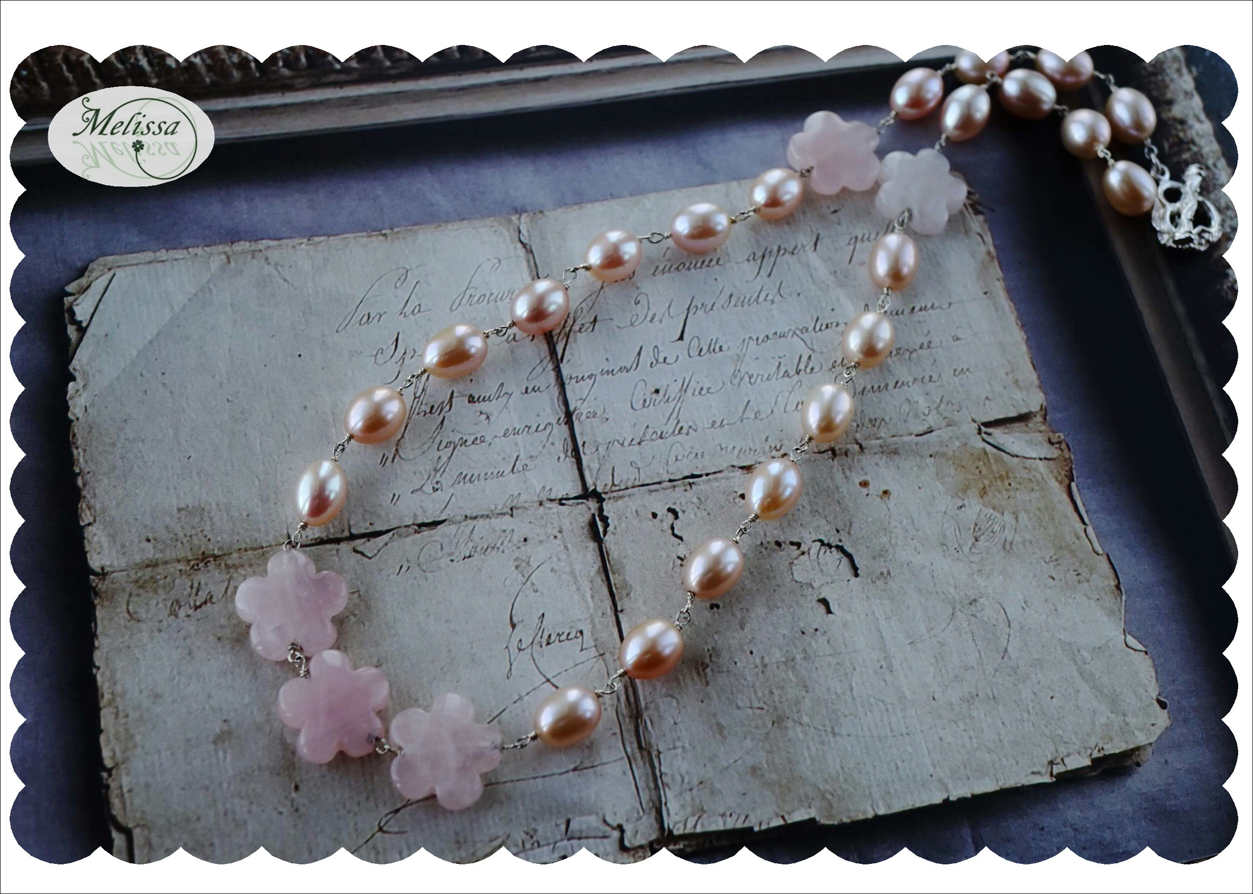 淡水パールのワイヤーネックレス　<ピンク>