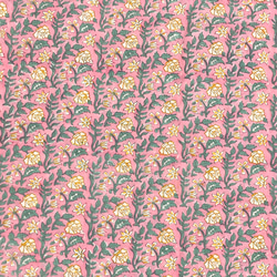 【50cm單位】粉黃花印度手版印花布料棉質 第4張的照片