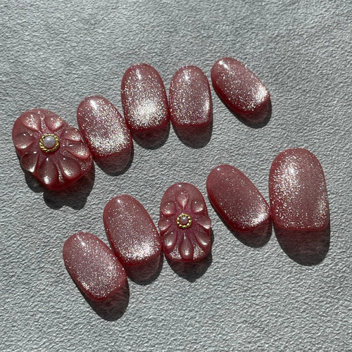 ネイルチップ マグネットネイル ぷっくりフラワーネイル ネイル