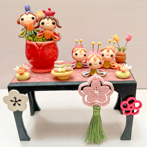 3700円☆1点のみ チューリップお雛様 雛祭り 飾り台 ひなまつり 雛人形  