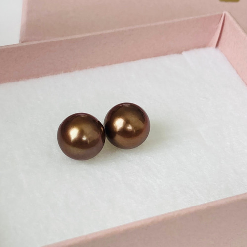 K10 希少 黒蝶真珠 ビターチョコ ショコラパールピアス、イヤリング