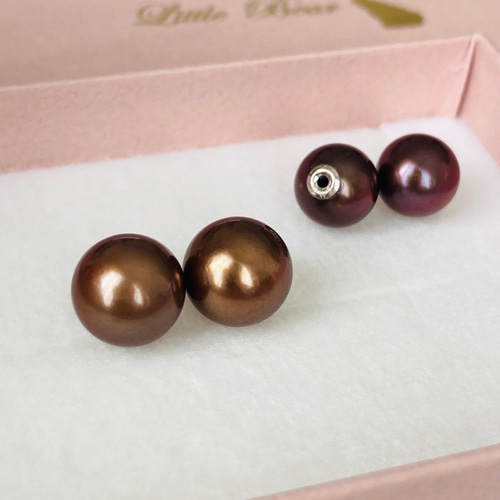 K10 希少 黒蝶真珠 ビターチョコ ショコラパールピアス、イヤリング