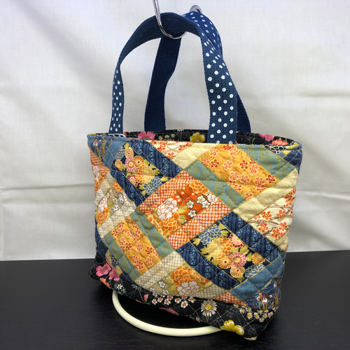 おばさん手作りのお弁当袋【ブルー】【ハンドメイド】【お弁当