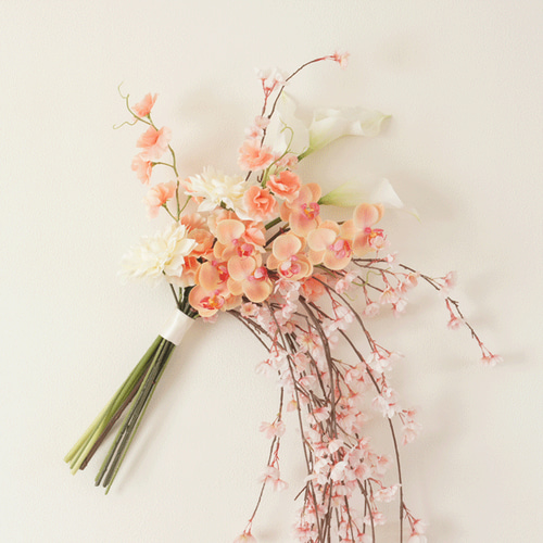 桜と胡蝶蘭のウェディングブーケ 和装にも アーティフィッシャル