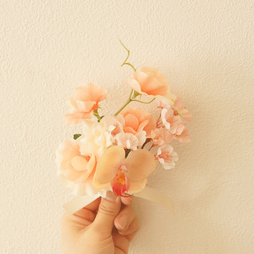 桜と胡蝶蘭のウェディングブーケ 和装にも アーティフィッシャル