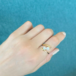 淡水パールのツイストリング ２粒のパール フォークリング 6枚目の画像