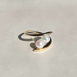 珍珠麻花戒指2顆珍珠（民俗戒指）2024年春季新款 第1張的照片
