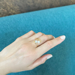 淡水パールのツイストリング ２粒のパール フォークリング 5枚目の画像