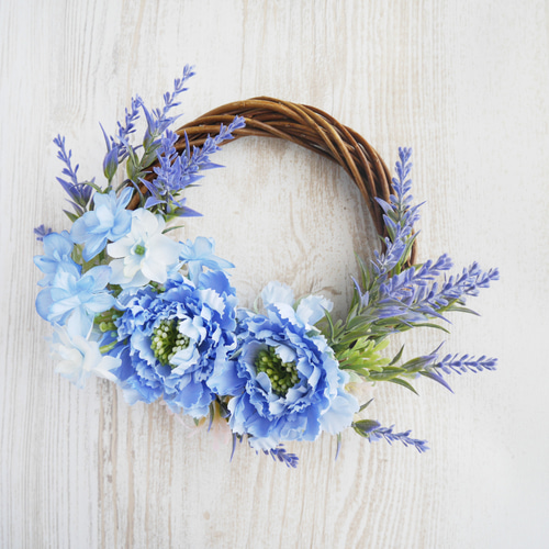 ラスト1点【再販】スカビオサとラベンダーのミニブルーリース