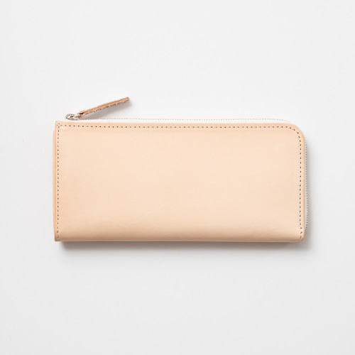 L字ファスナー長財布【白ヌメ革×ヘビ革】財布を開くとチラリと見える  