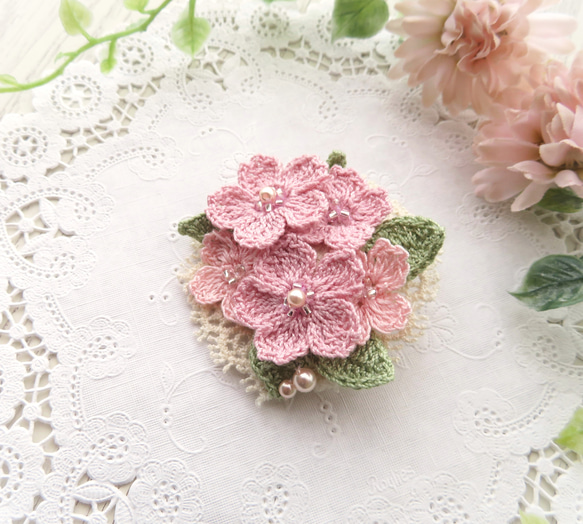 レース編み 桜のブローチ ～河津桜～ 7枚目の画像