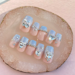 ネイルチップ‪‪❤︎‬ブルー 水色フラッシュマグ量産型韓国ワンホンさくらんぼ ネイルチップ‪‪❤︎‬ブルー 水色フラッシュマグ量産型韓国ワンホン‬