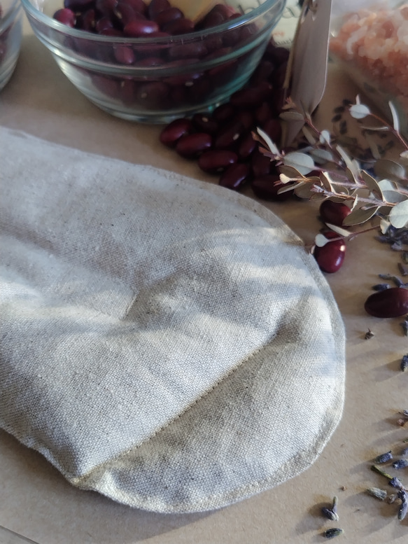 何度も使える小豆カイロ【ホットアイマスク】選べる　カバー【ミモザ】【無地】アイピロー（本体&カバーセット） 2枚目の画像