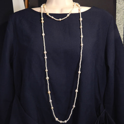 アコヤ本真珠ベビーパール＆大粒マルチ真珠超ロングネックレス yumi 6枚目の画像