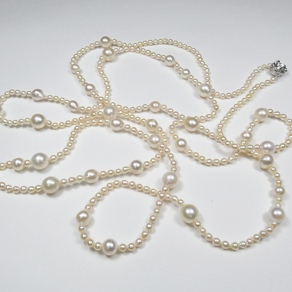 アコヤ本真珠ベビーパールネックレス ロング＆大粒あこや真珠超ロングネックレス A771