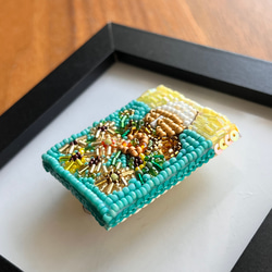 ❇︎絵画シリーズ❇︎ゴッホ「ひまわり」のビーズ刺繍ブローチ 絵画　名画　バッグチャーム 5枚目の画像