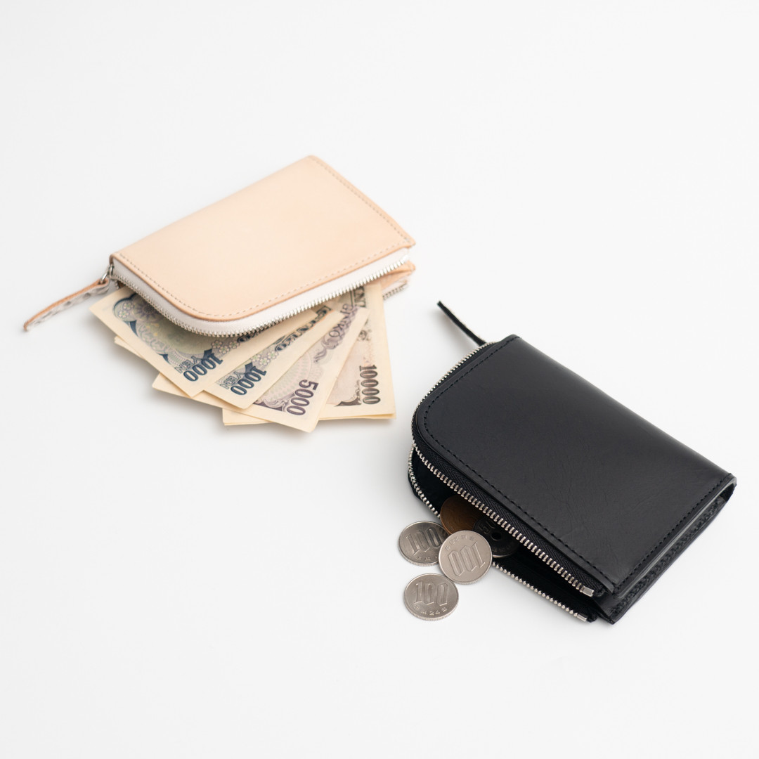 マチ付きＬ字ファスナー財布【黒ヌメ革×ヘビ革】さりげない蛇革がワンランク上のお洒落を演出✨本革