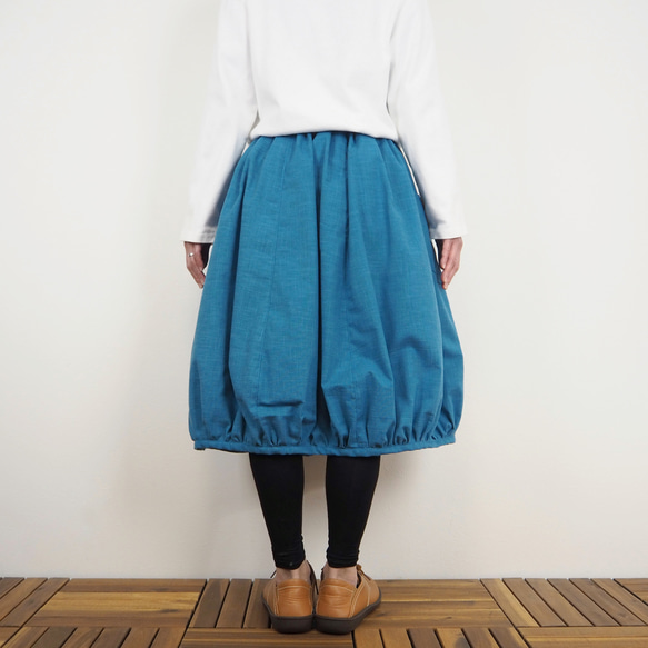 Furusuミドルバルーンスカート（木綿 薄藍）【受注生産対応】 5枚目の画像