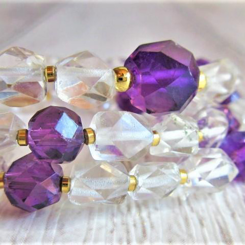 B58 ネックレス カットアメジスト 本水晶(多面体) 天然石