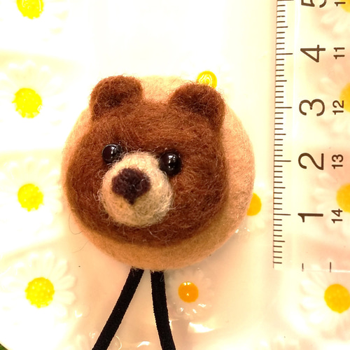 羊毛フェルト ハンドメイド ピンクのクマさん ヘアゴム 髪飾り 髪ゴム 