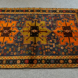 111×82 トライバルラグ　ペルシャ絨毯　ヴィンテージラグバルーチ 手織りラグ 6枚目の画像